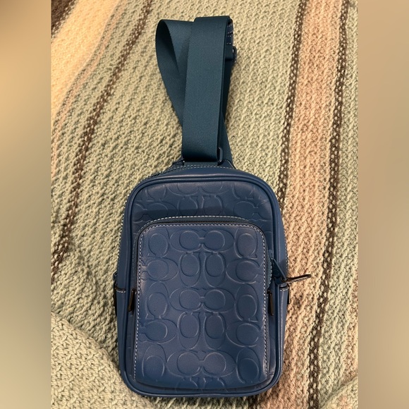 COACH TRACK PACK Men Unisex SIGNATURE LEATHER Blue Jay CH072 - Picture 6 of 8